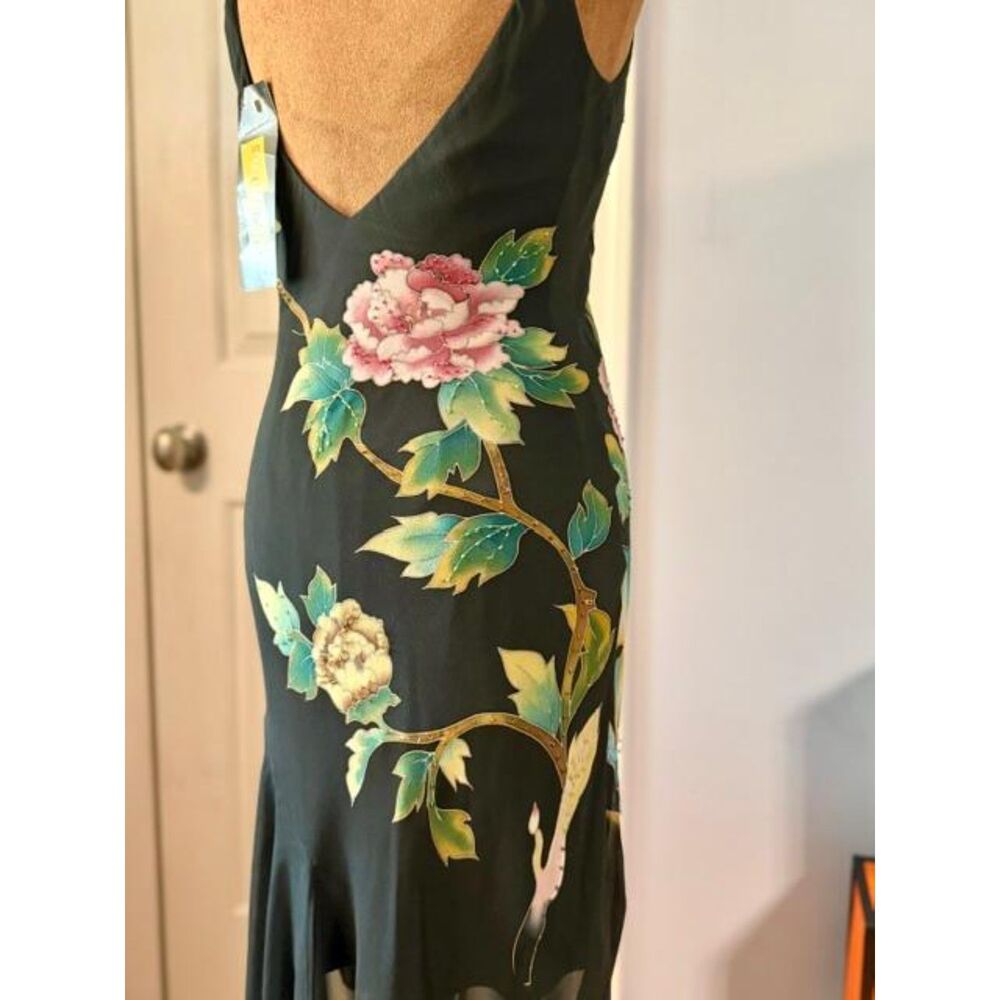 NWT Vintage Sue Wong Size 4 Black Silk Floral Beaded High-Low Dress Y2K - Picture 7 of 13